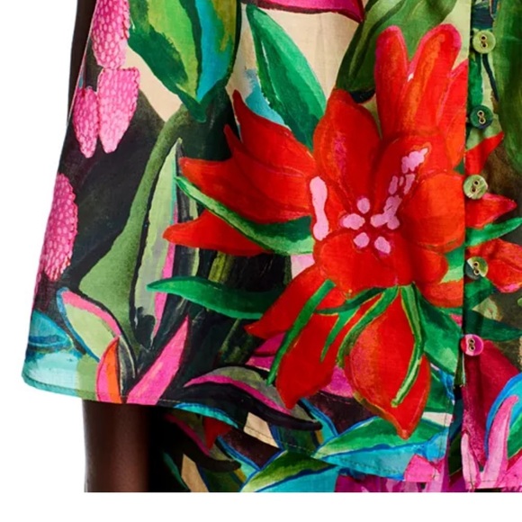 NWT FARM RIO Jardin De Reve Sleeveless Floral Tropical Blouse Top - Picture 6 of 9
